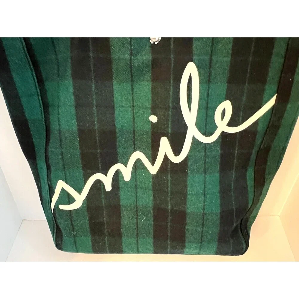 Tartan Green Embellished Tote Smile ED w/ Rabbit Embellishment Shoulder‎ Bag